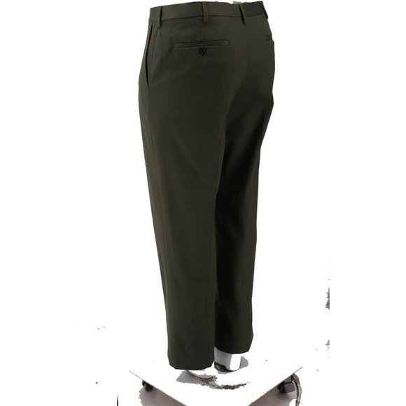 NWT LANDS' END TRADITIONAL FIT NO IRON TWILL DRESS PANTS DARK OLIVE GREEN 31 - Picture 4 of 9
